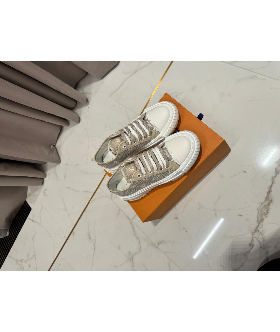 LOUIS VUITTON Бежевые текстильные кеды, фото 2
