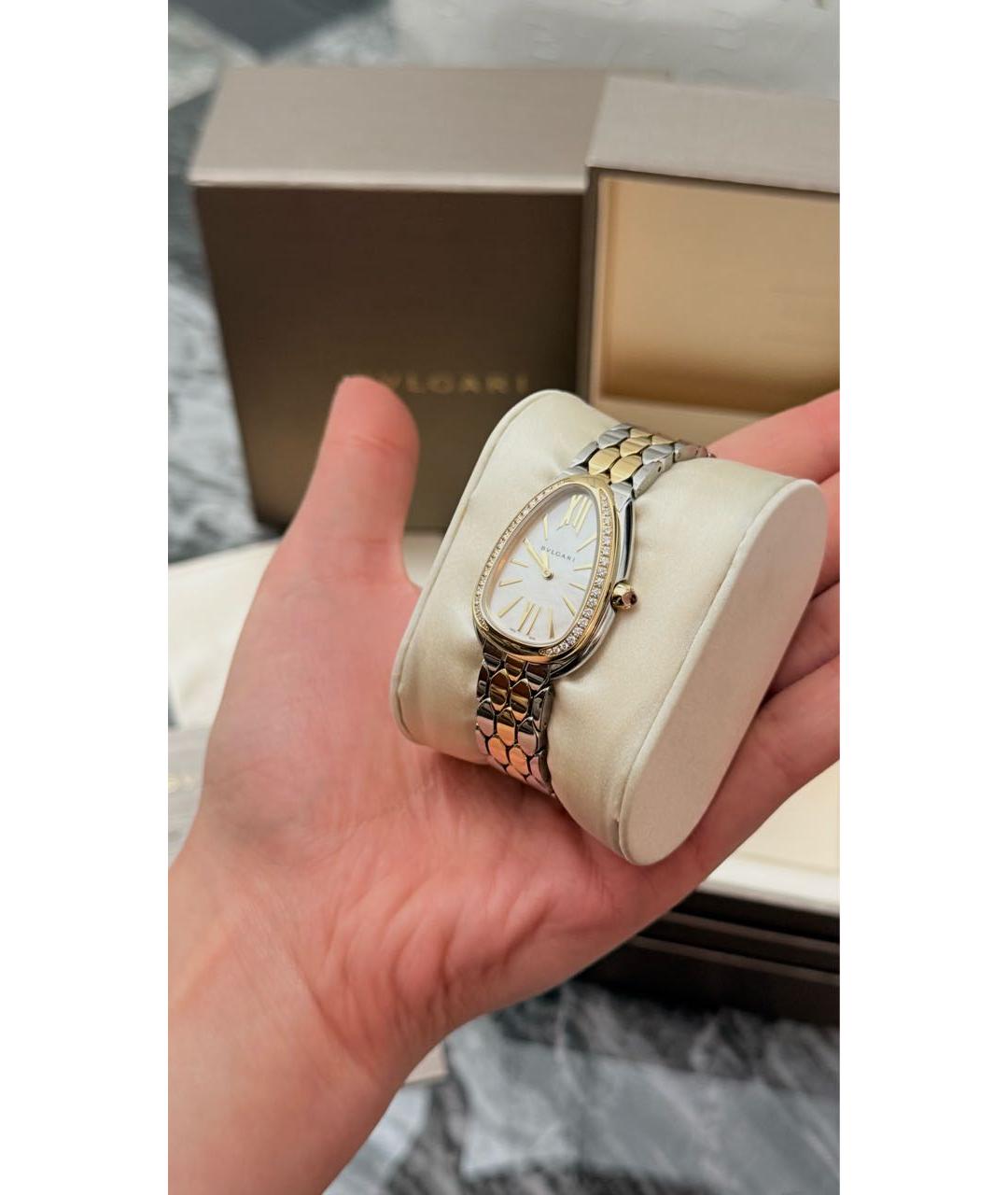 BVLGARI Белые часы из желтого золота, фото 3