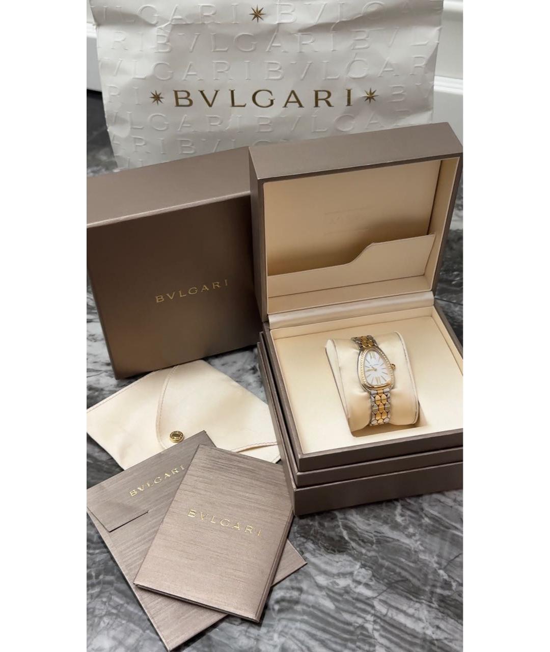 BVLGARI Белые часы из желтого золота, фото 2