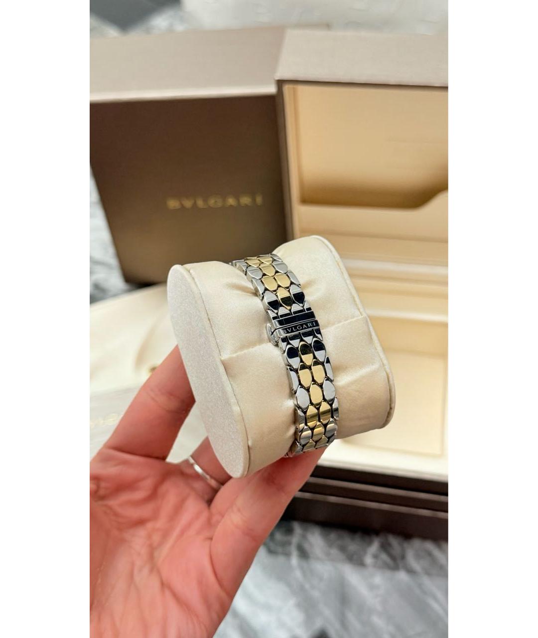 BVLGARI Белые часы из желтого золота, фото 4