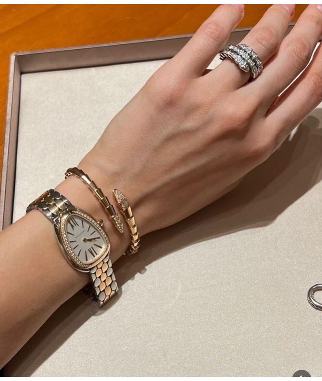 BVLGARI Белые часы из желтого золота, фото 4