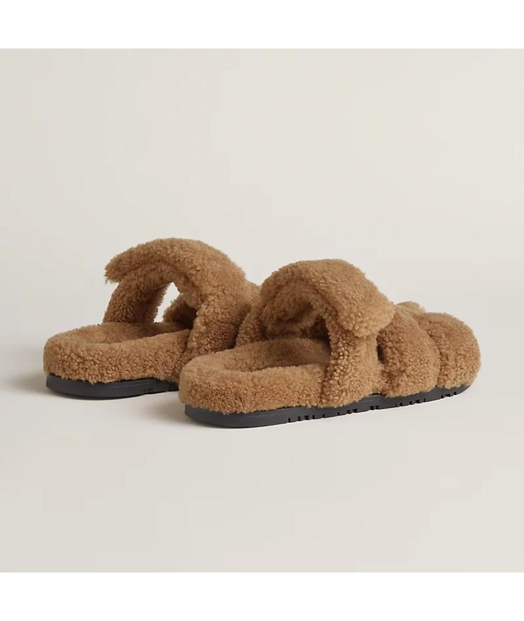 HERMES PRE-OWNED Бежевые текстильные сандалии, фото 3