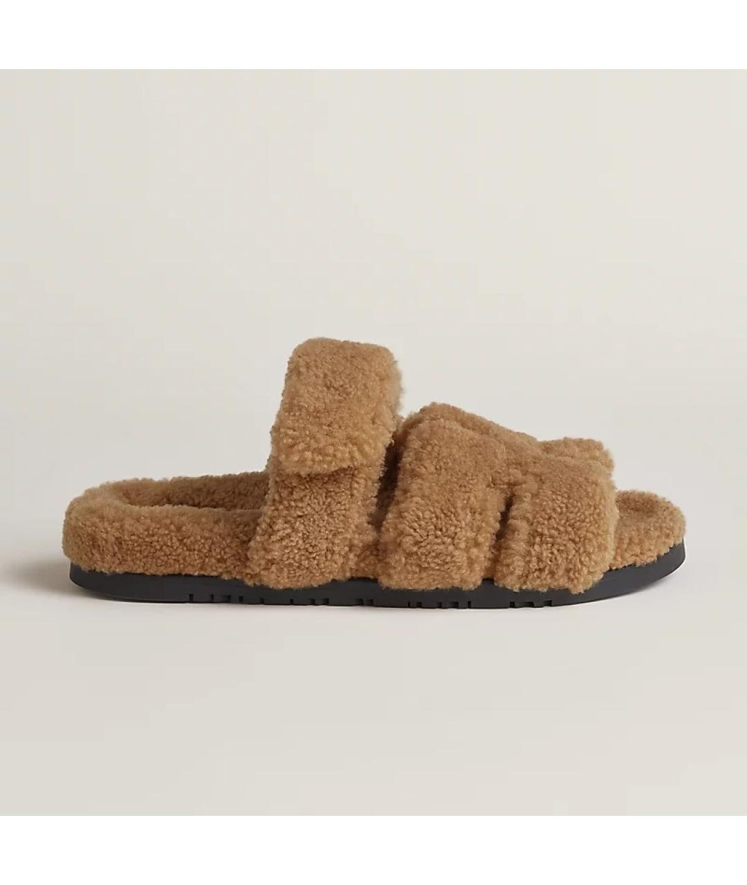 HERMES PRE-OWNED Бежевые текстильные сандалии, фото 6