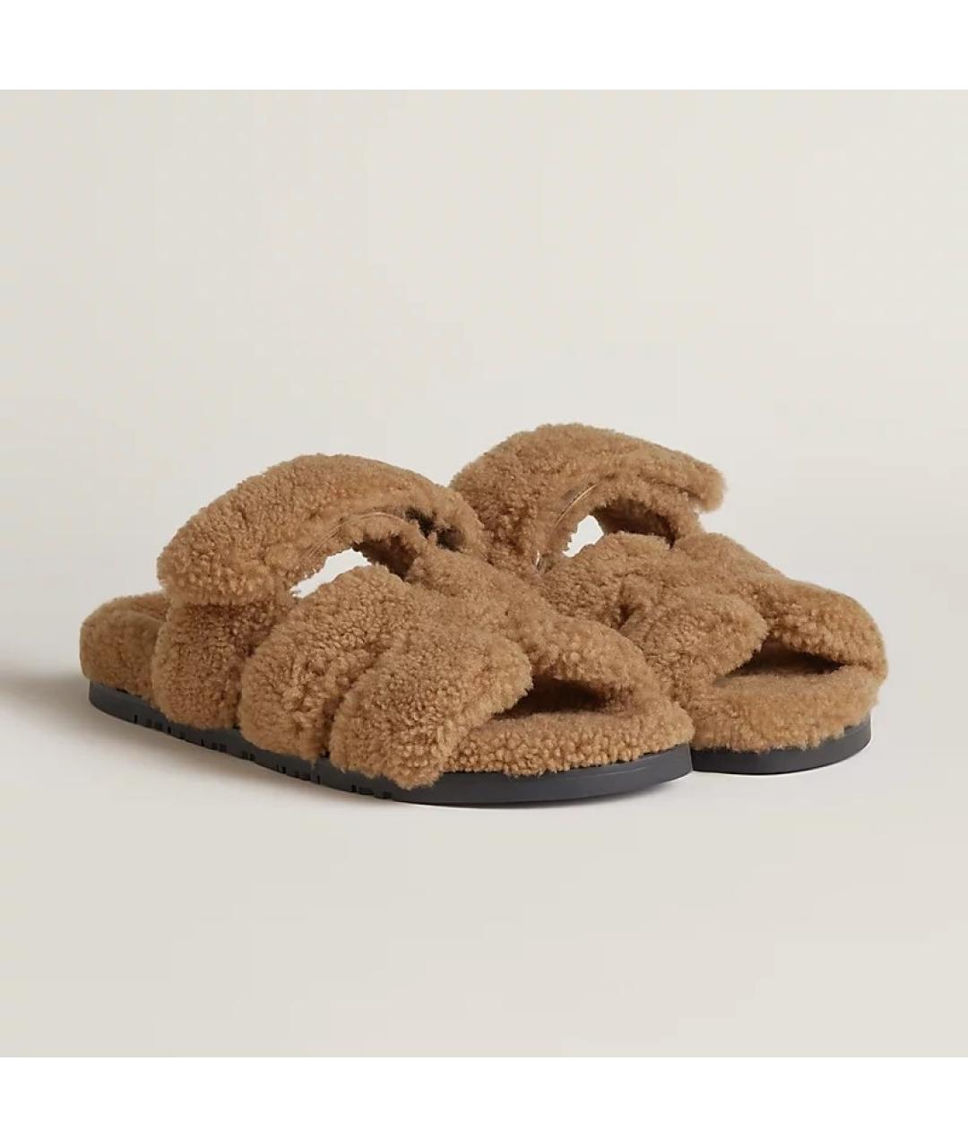 HERMES PRE-OWNED Бежевые текстильные сандалии, фото 2