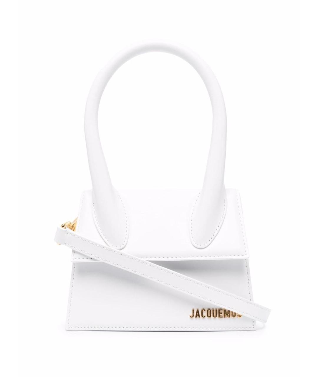 JACQUEMUS Белая кожаная сумка с короткими ручками, фото 1