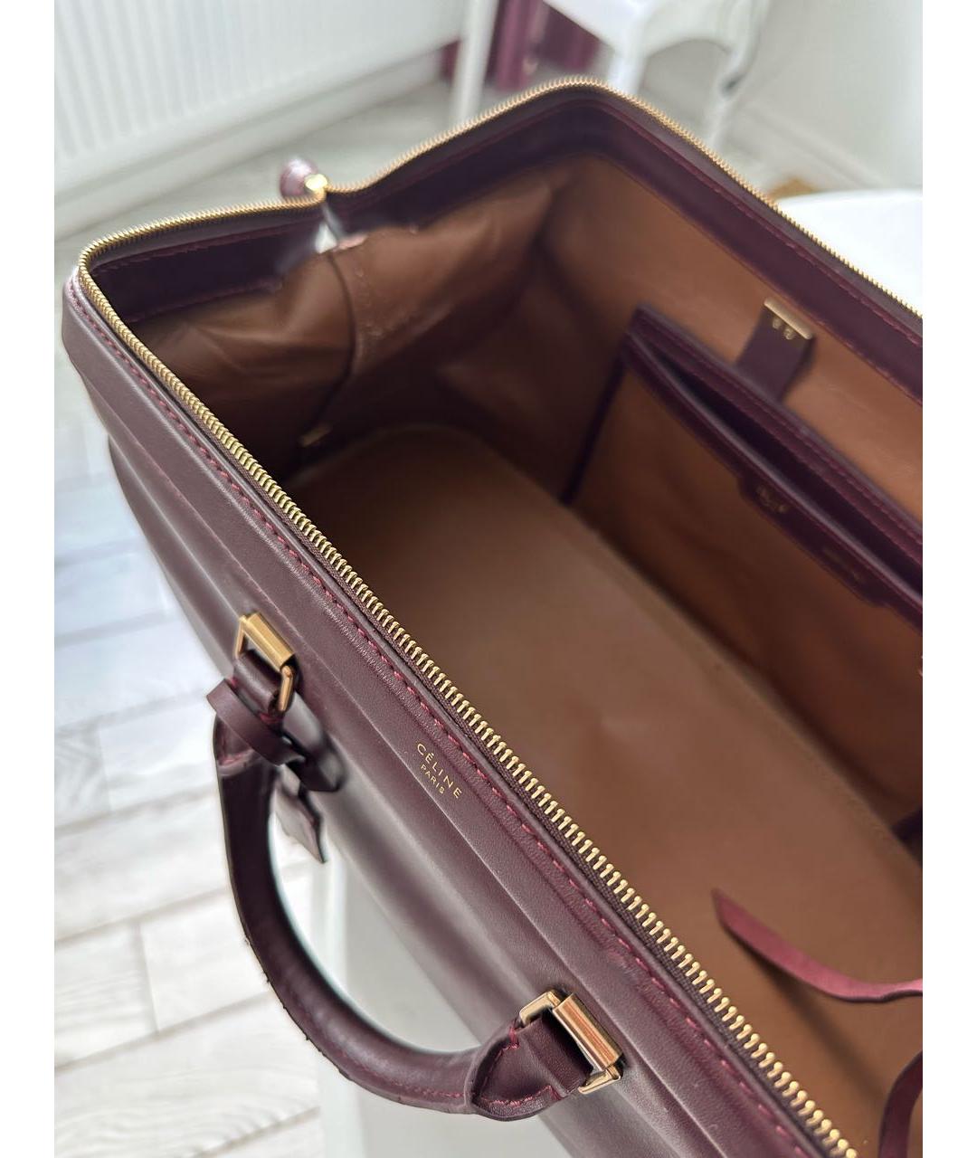 CELINE PRE-OWNED Бордовая кожаная сумка с короткими ручками, фото 4