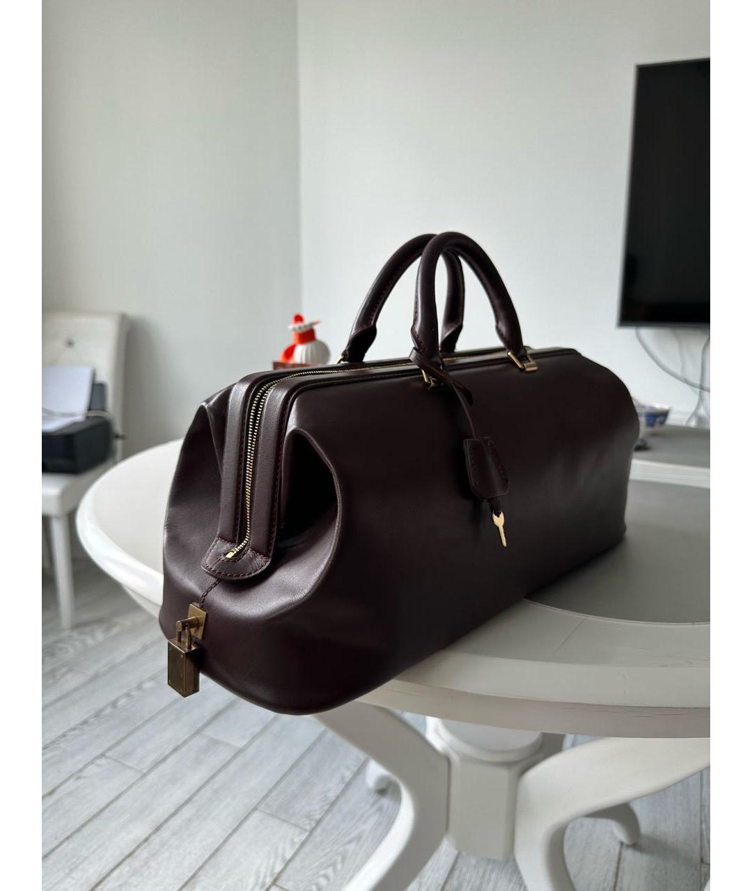 CELINE PRE-OWNED Бордовая кожаная сумка с короткими ручками, фото 2