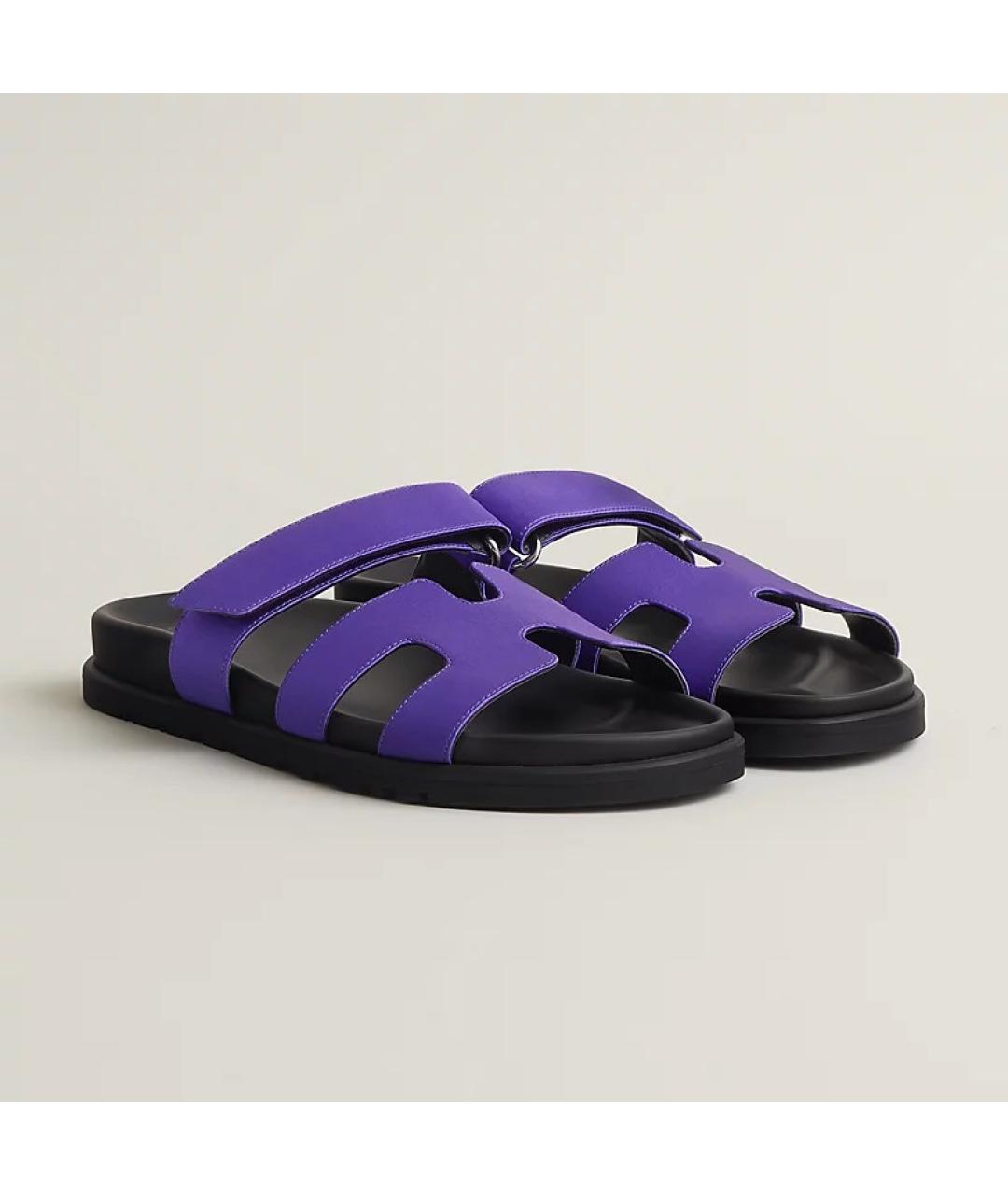 HERMES PRE-OWNED Фиолетовые текстильные сандалии, фото 2