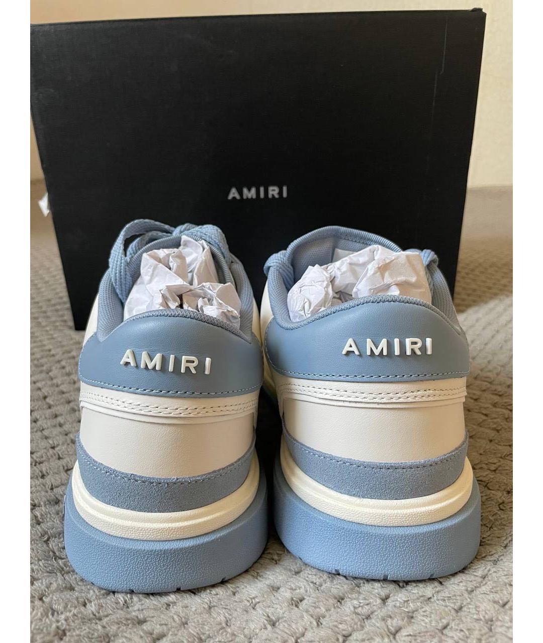 AMIRI Голубые кожаные низкие кроссовки / кеды, фото 4