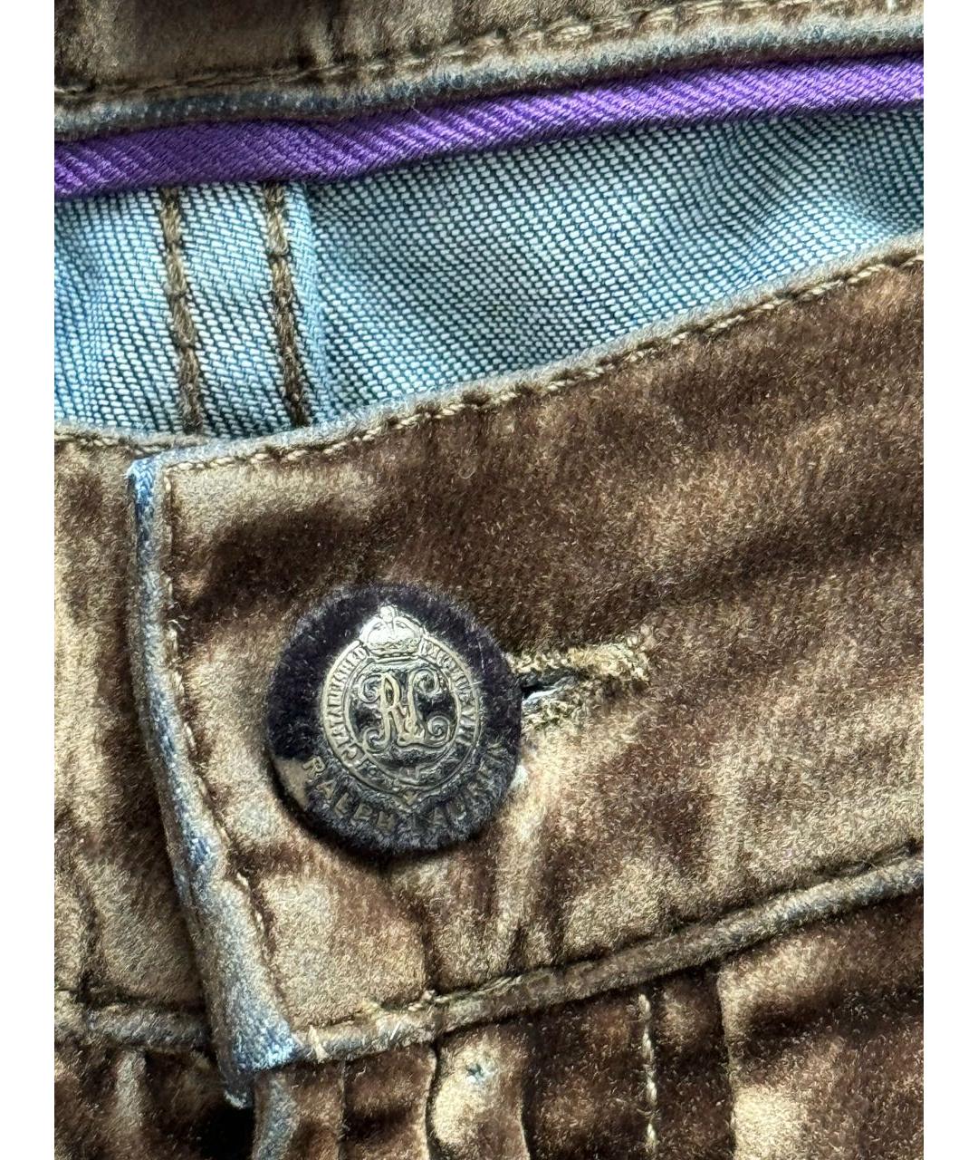 RALPH LAUREN PURPLE LABEL Коричневые хлопко-эластановые прямые джинсы, фото 6
