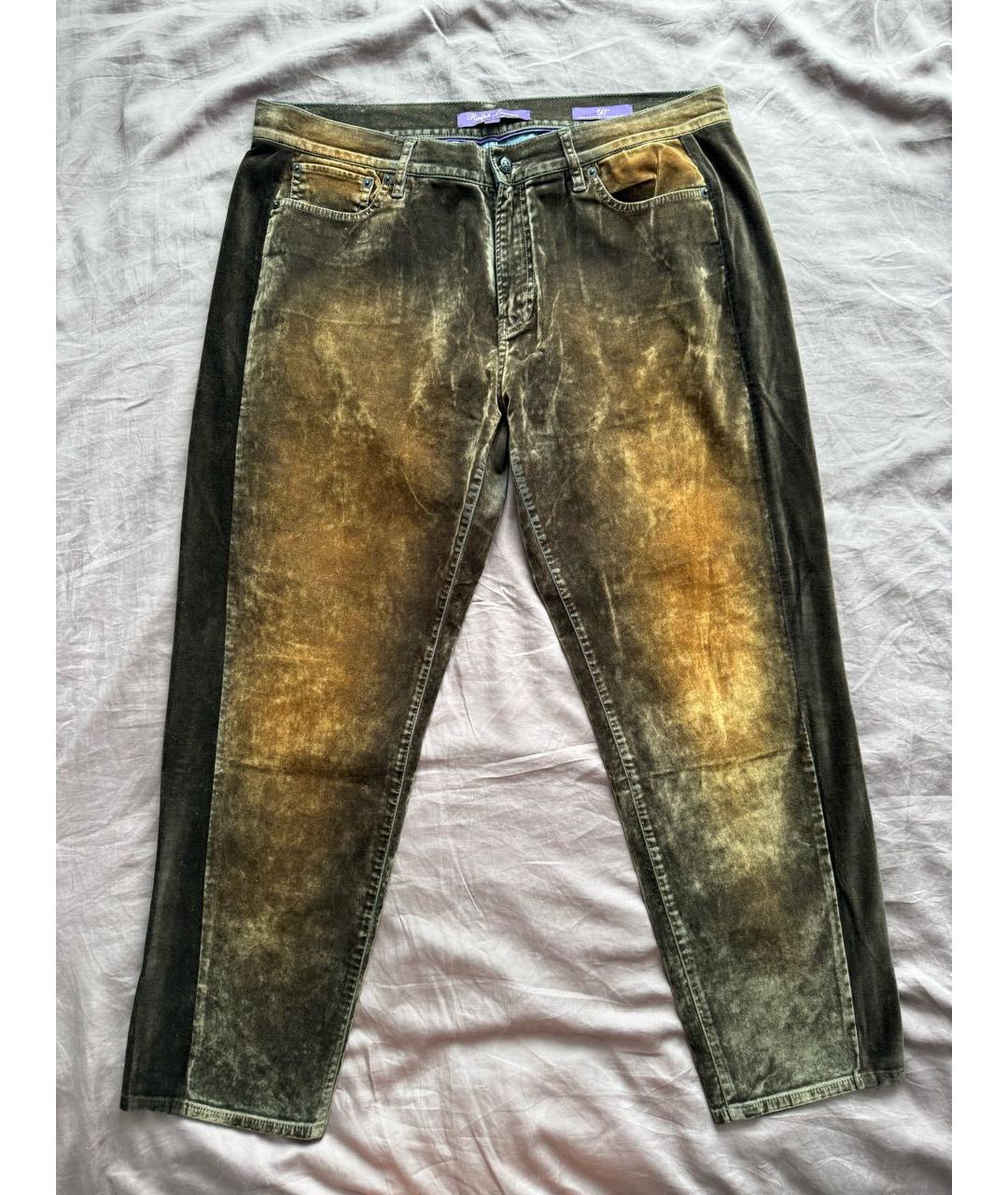 RALPH LAUREN PURPLE LABEL Коричневые хлопко-эластановые прямые джинсы, фото 8