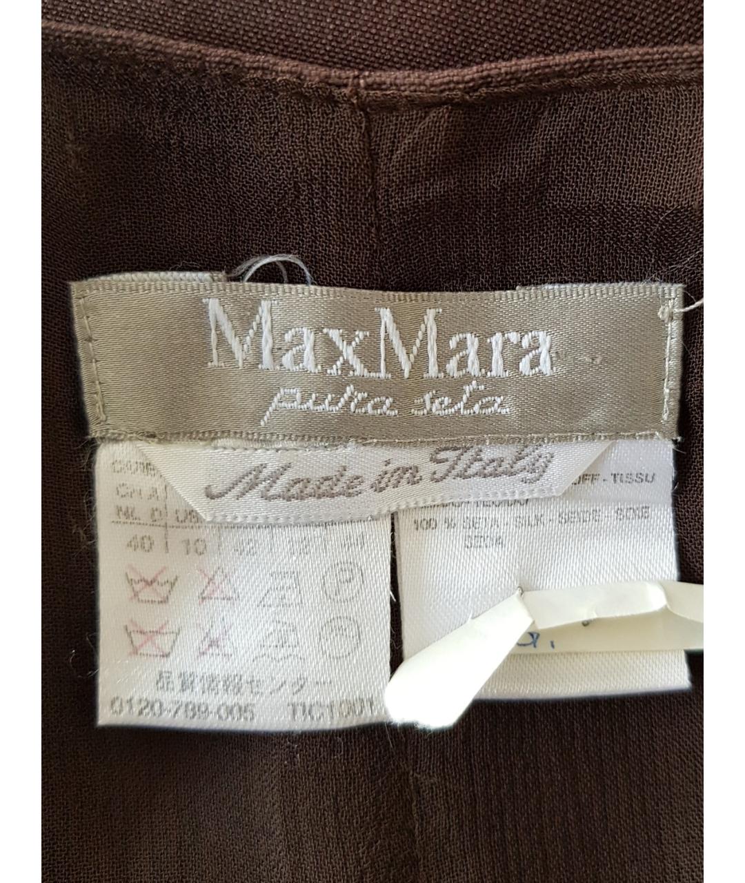 MAX MARA Коричневое шелковое повседневное платье, фото 3
