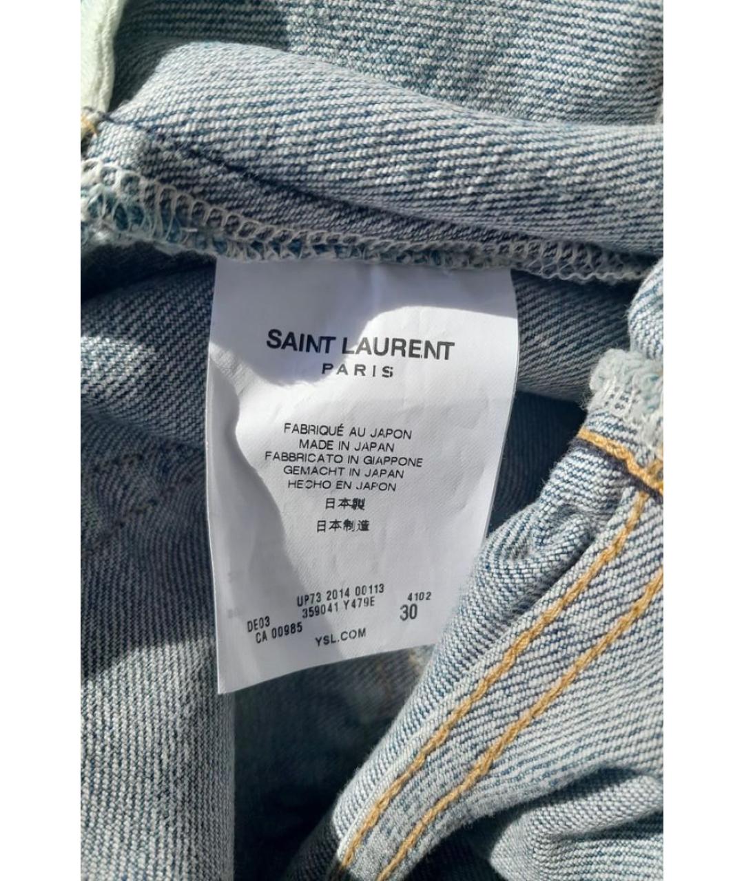 SAINT LAURENT Голубые хлопковые джинсы скинни, фото 5