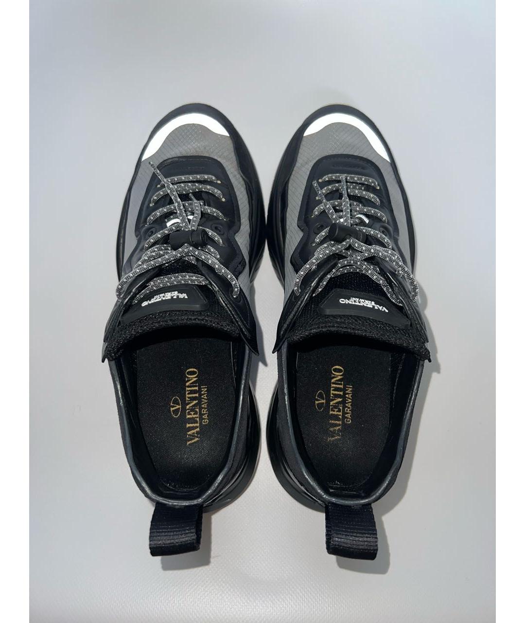 VALENTINO Черные кожаные низкие кроссовки / кеды, фото 7