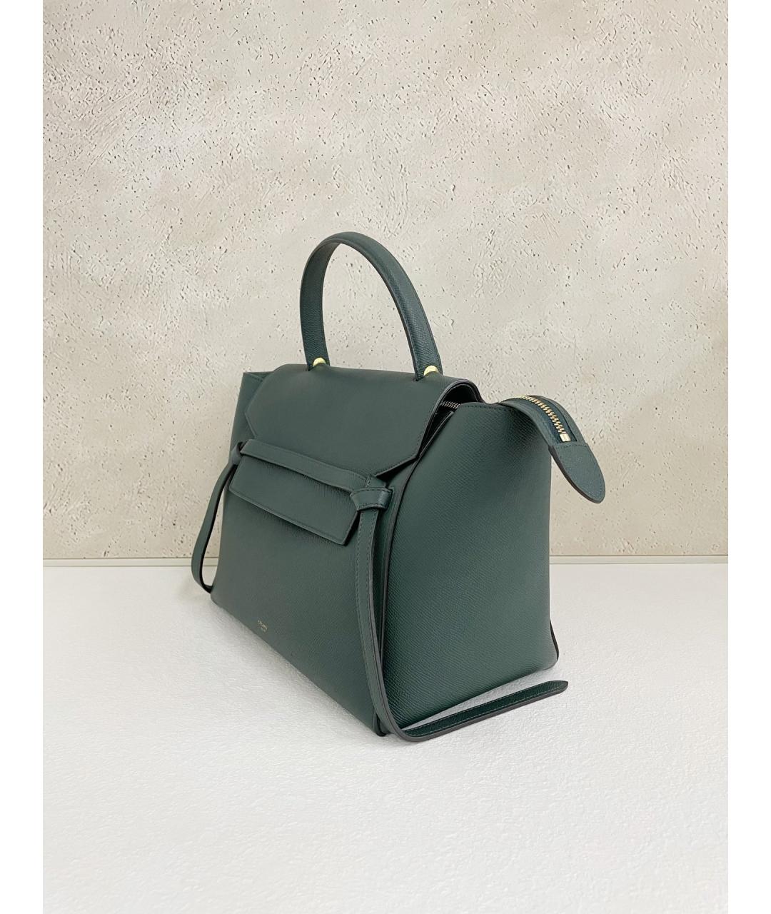 CELINE PRE-OWNED Зеленая кожаная сумка с короткими ручками, фото 4