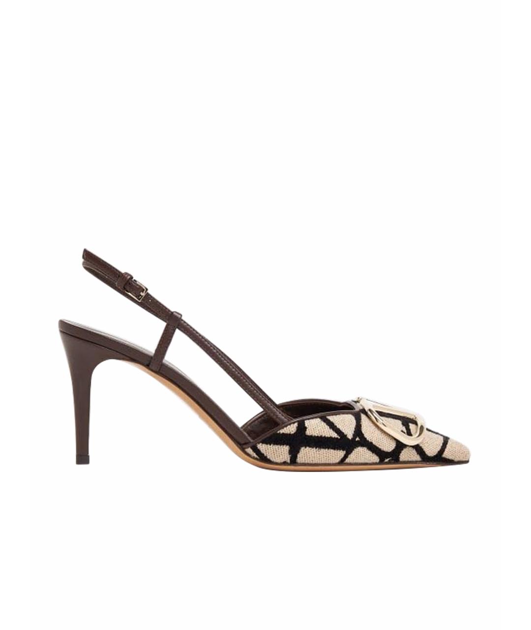 VALENTINO Коричневые текстильные туфли, фото 1