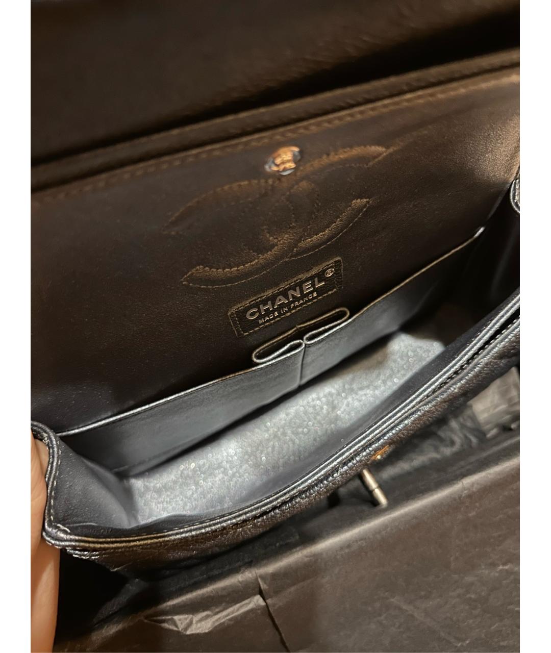 CHANEL PRE-OWNED Серая кожаная сумка через плечо, фото 8