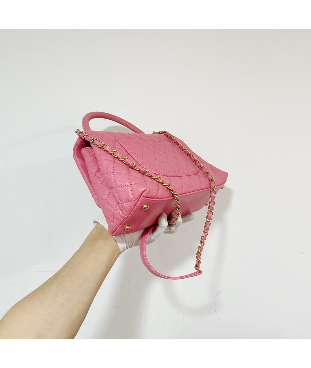 CHANEL PRE-OWNED Розовая кожаная сумка с короткими ручками, фото 5