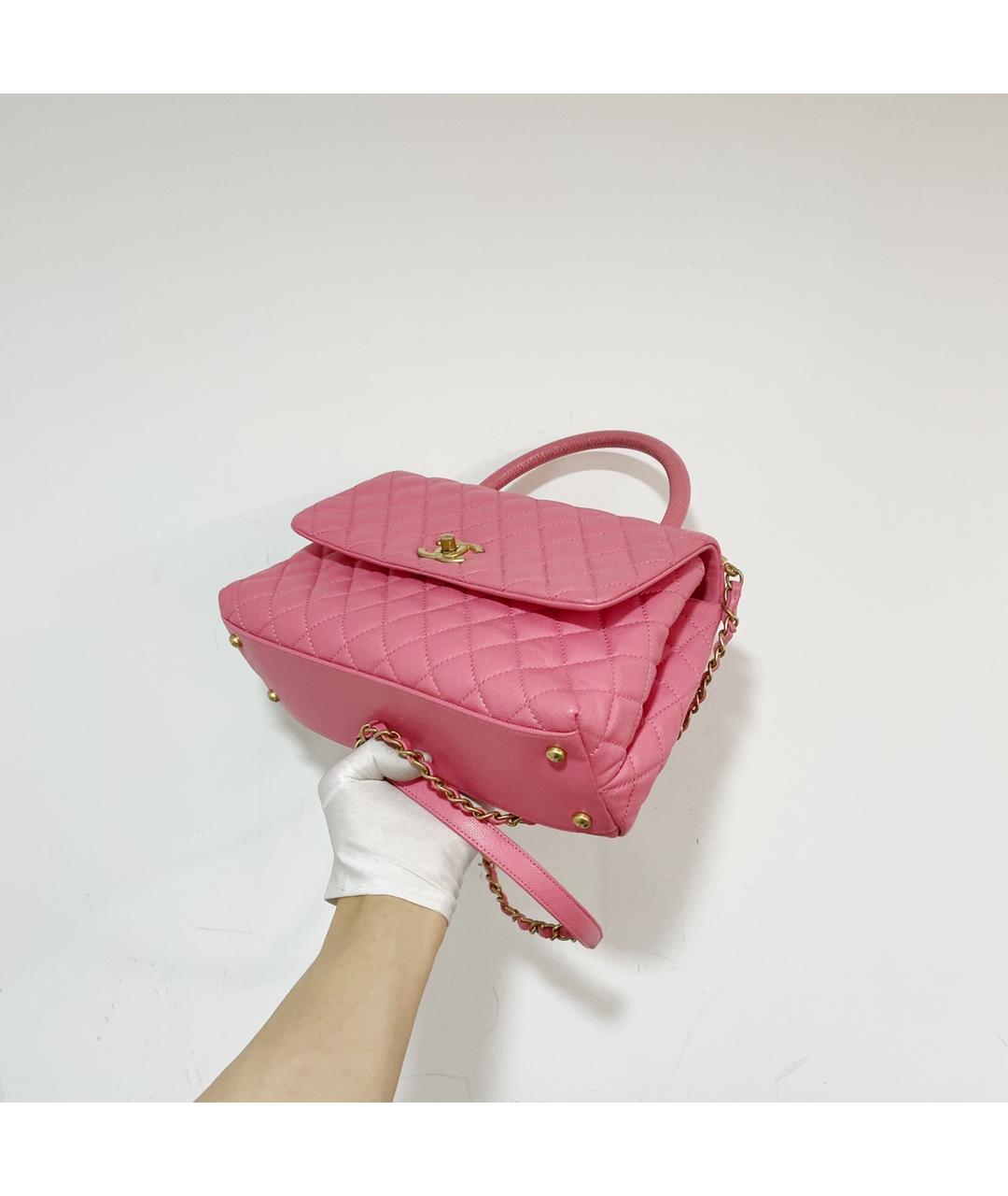 CHANEL PRE-OWNED Розовая кожаная сумка с короткими ручками, фото 4