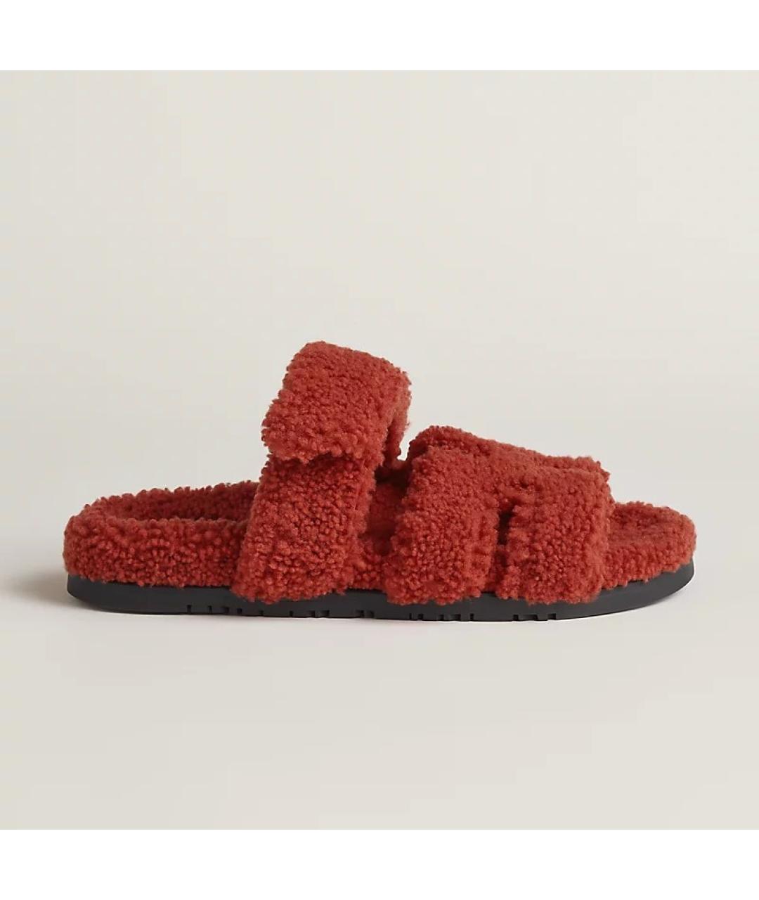 HERMES PRE-OWNED Бордовые текстильные сандалии, фото 7