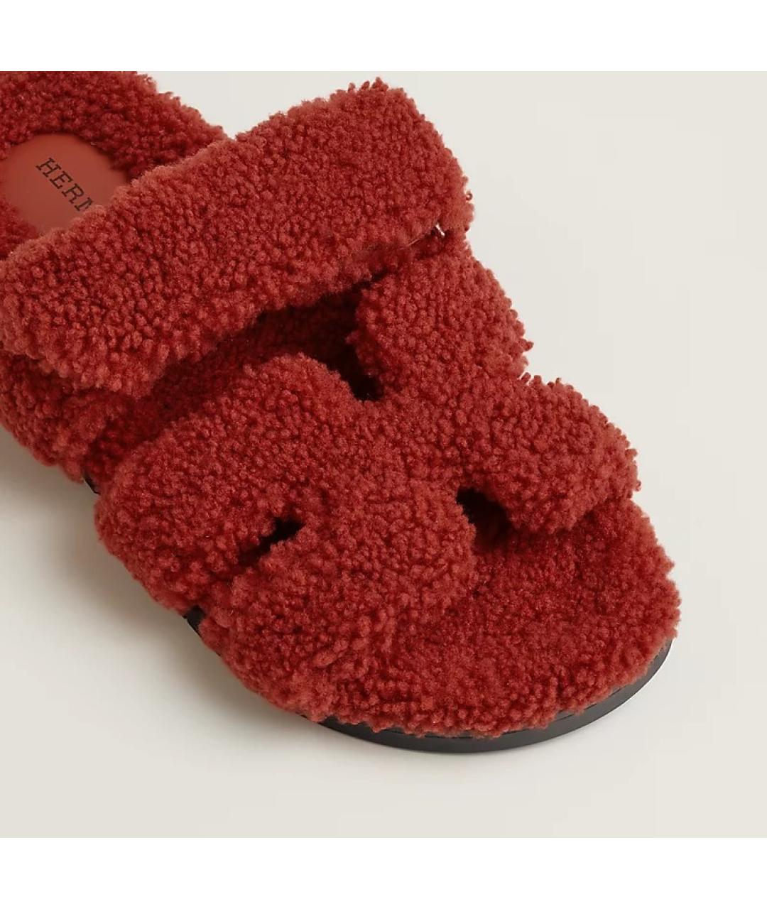 HERMES PRE-OWNED Бордовые текстильные сандалии, фото 5