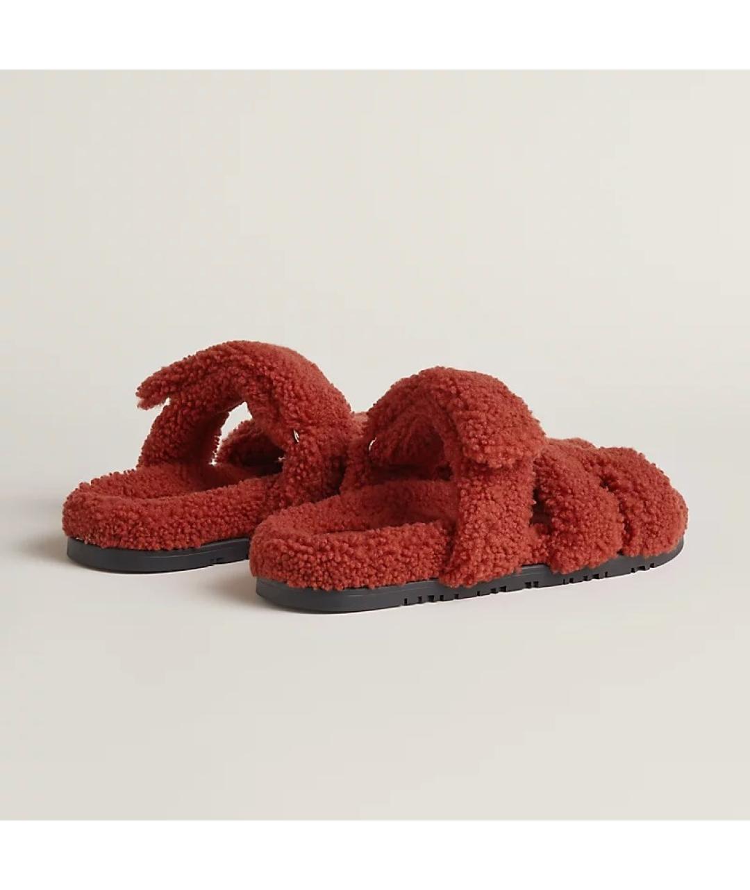 HERMES PRE-OWNED Бордовые текстильные сандалии, фото 3