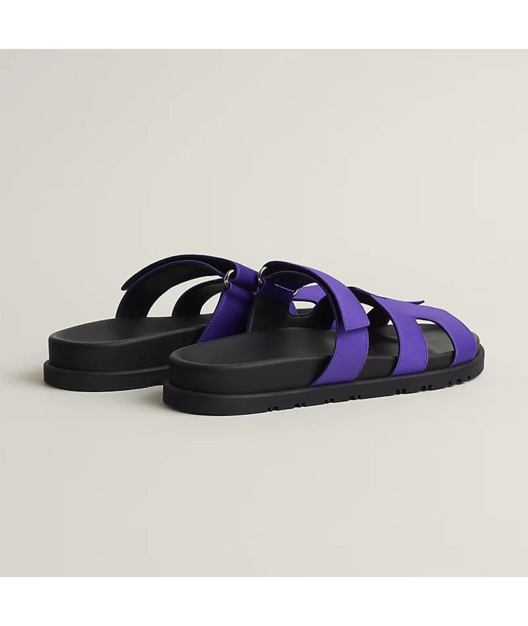 HERMES PRE-OWNED Фиолетовые текстильные сандалии, фото 4