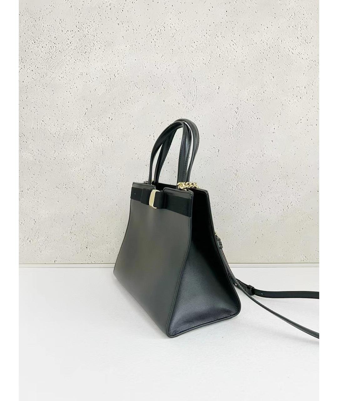 SALVATORE FERRAGAMO Черная кожаная сумка с короткими ручками, фото 4