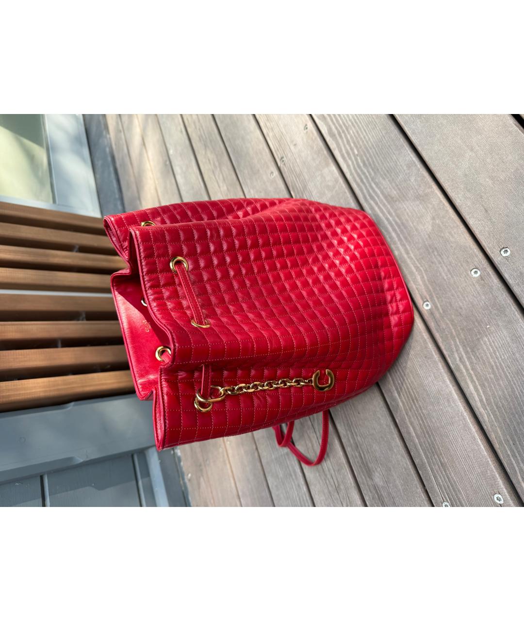 CELINE Красный кожаный рюкзак, фото 10