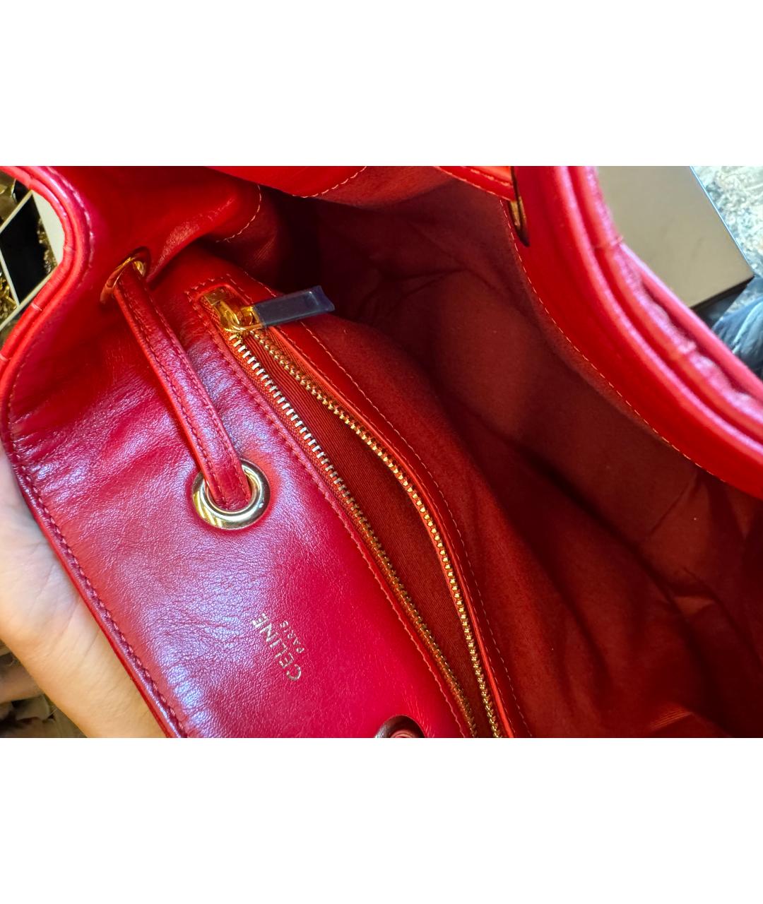 CELINE Красный кожаный рюкзак, фото 5
