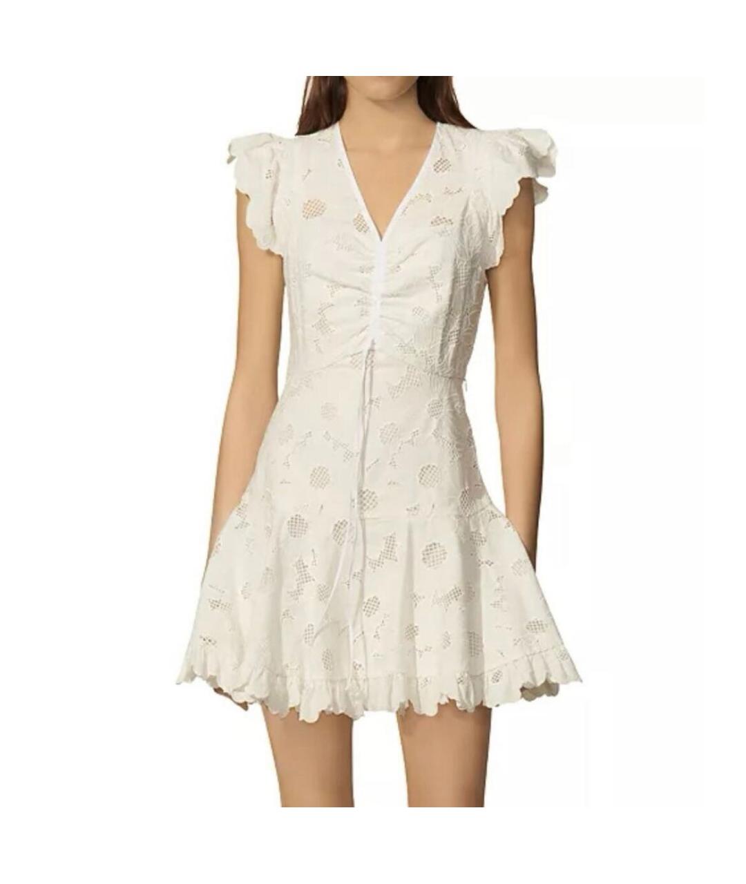 SANDRO Белое хлопковое повседневное платье, фото 5