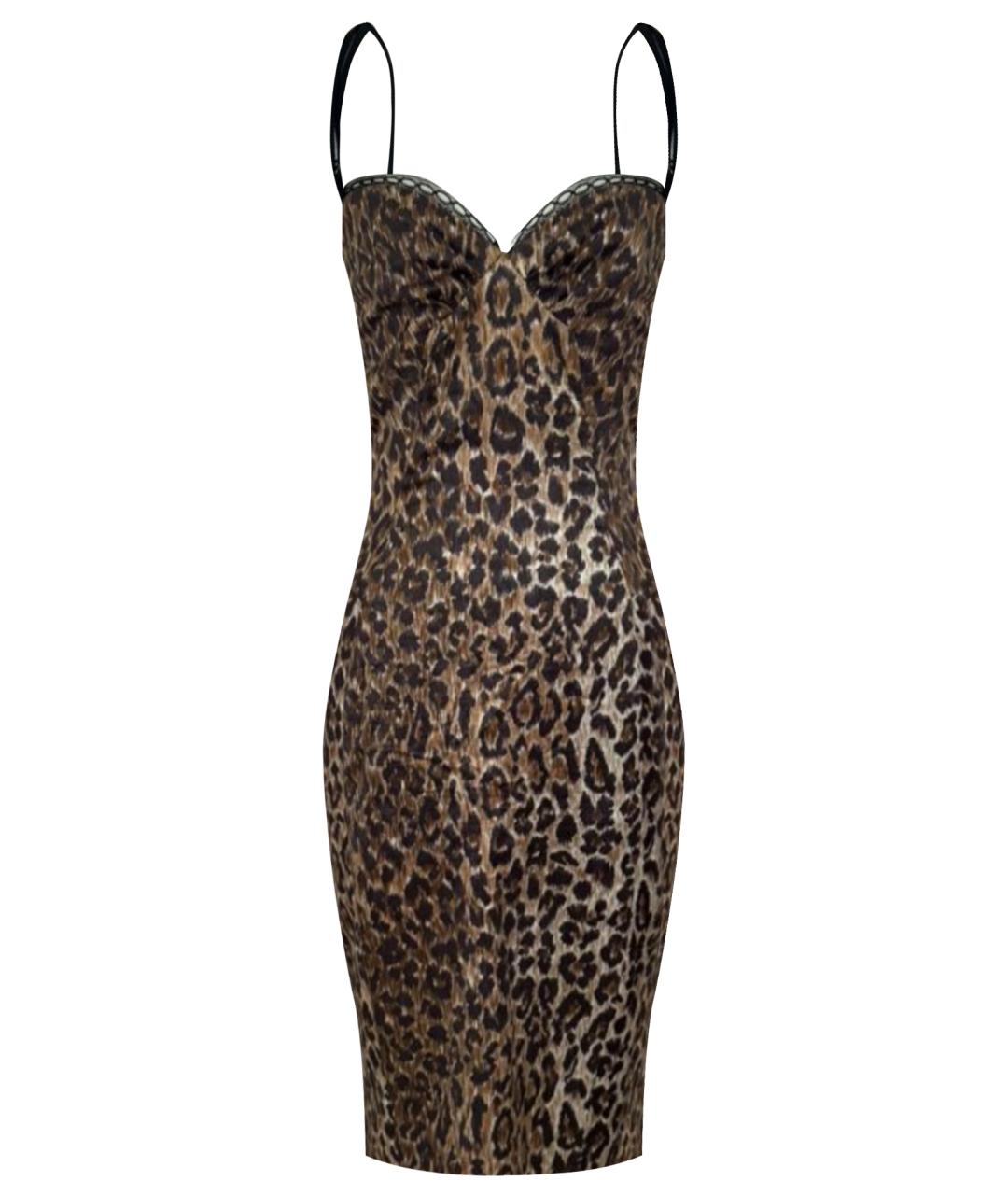 DOLCE&GABBANA Коричневое хлопко-эластановое коктейльное платье, фото 1