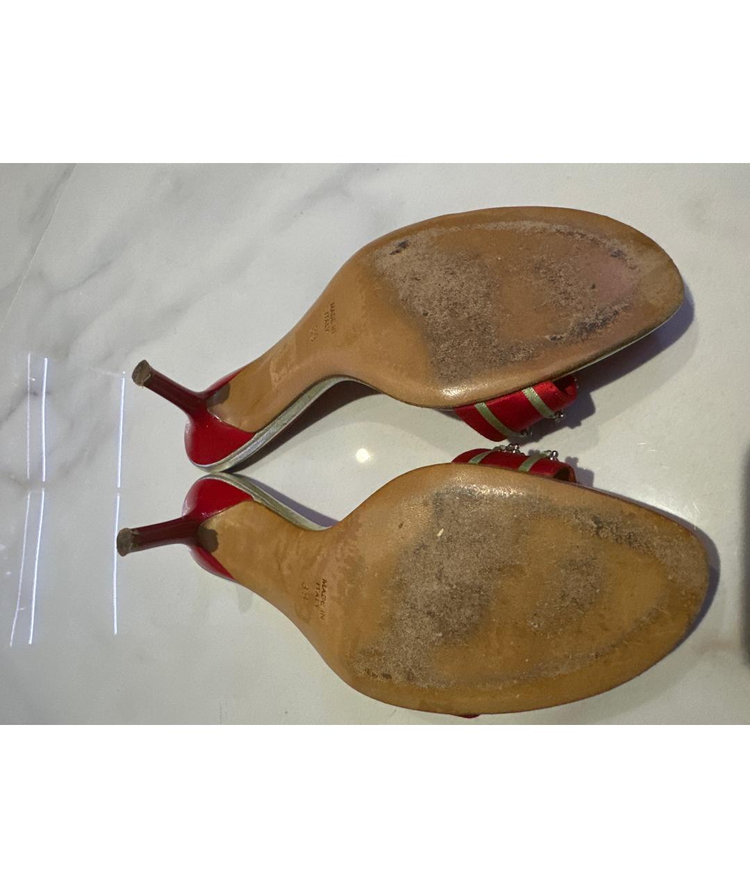 RENE CAOVILLA Красные кожаные лодочки на низком каблуке, фото 7