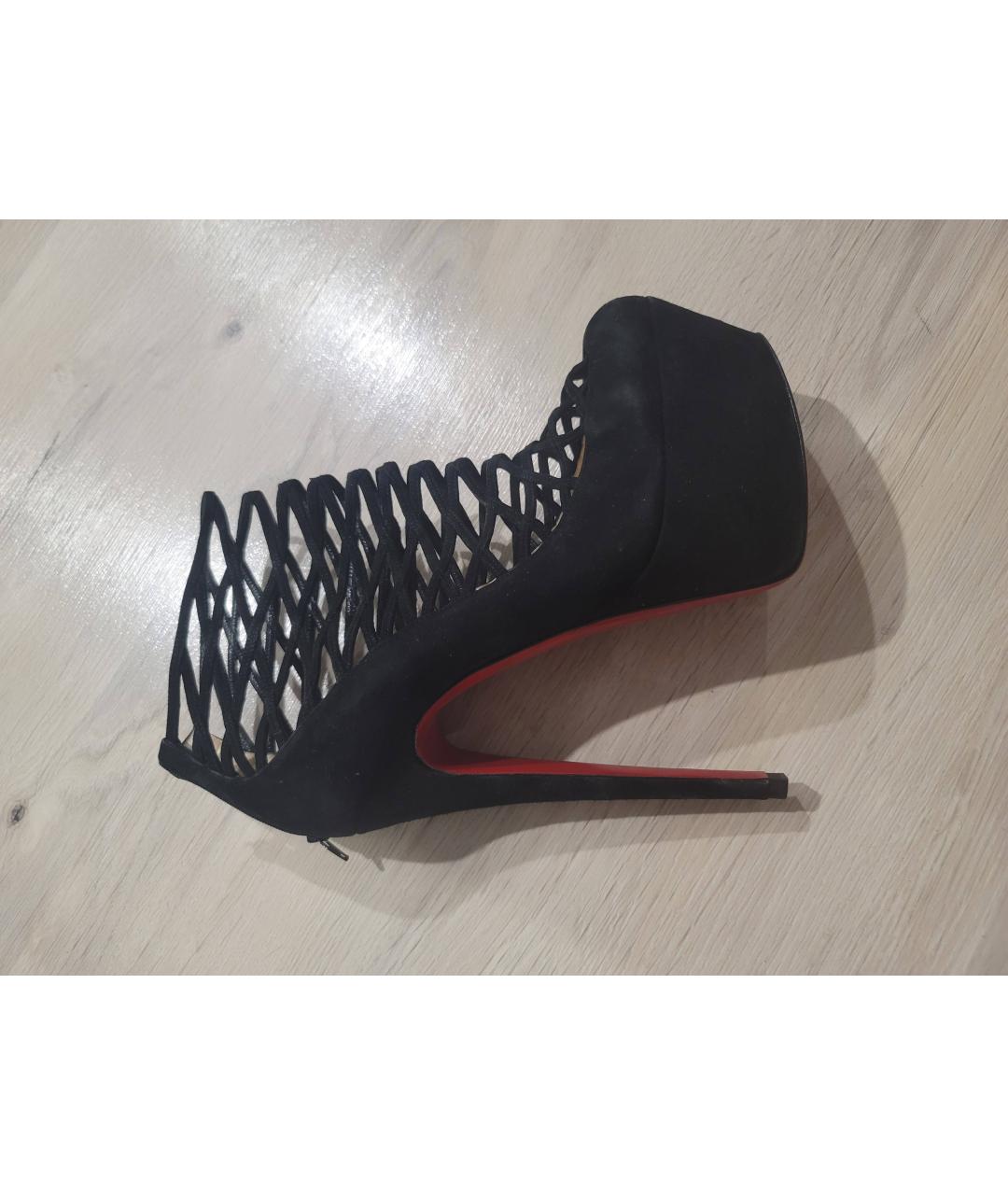 CHRISTIAN LOUBOUTIN Черные замшевые босоножки, фото 8