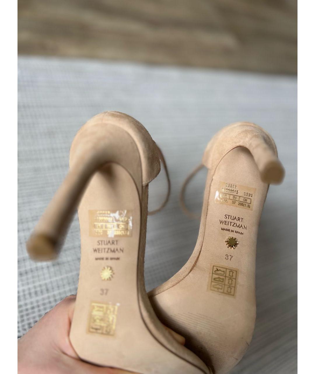 STUART WEITZMAN Бежевые замшевые босоножки, фото 7