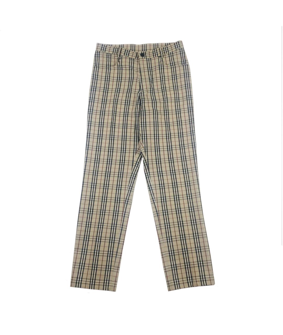 BURBERRY Бежевые хлопковые классические брюки, фото 6