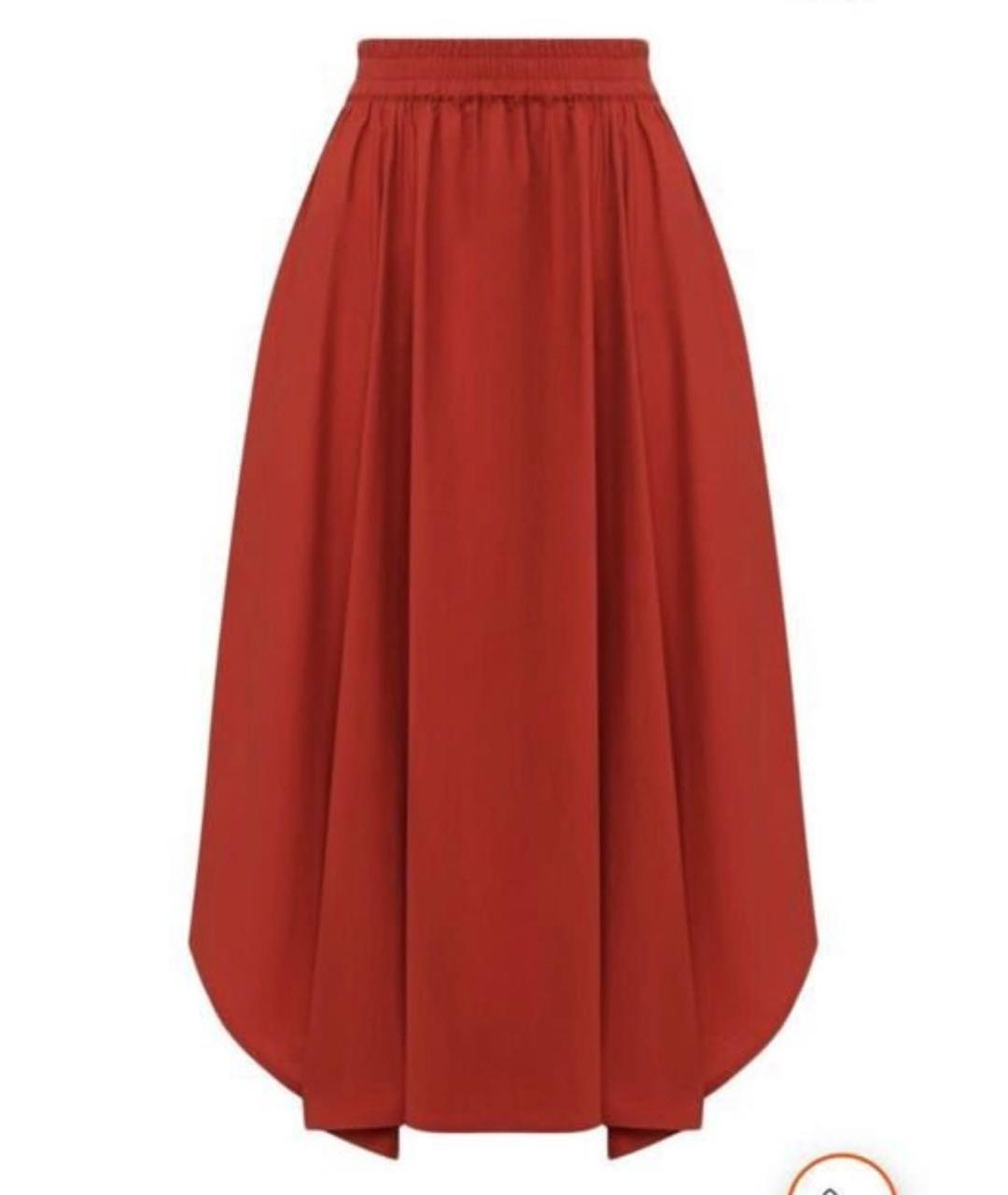 LORENA ANTONIAZZI Бордовая хлопковая юбка миди, фото 7