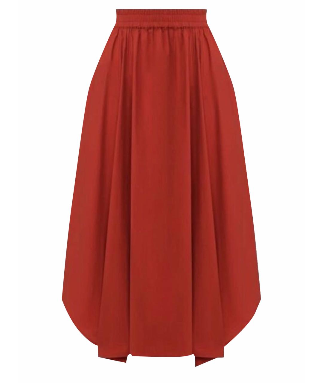 LORENA ANTONIAZZI Бордовая хлопковая юбка миди, фото 1