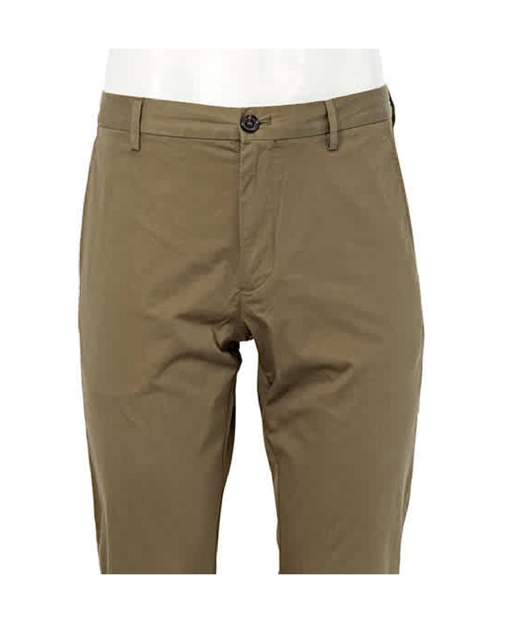 BURBERRY Хаки хлопковые классические брюки, фото 2