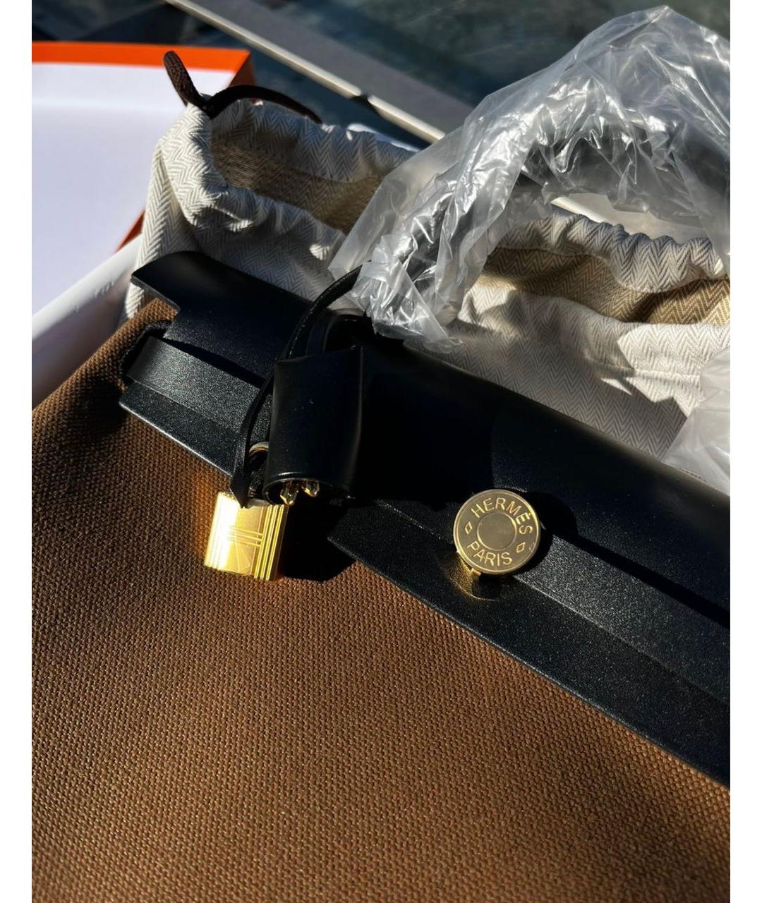 HERMES PRE-OWNED Коричневая кожаная сумка с короткими ручками, фото 7