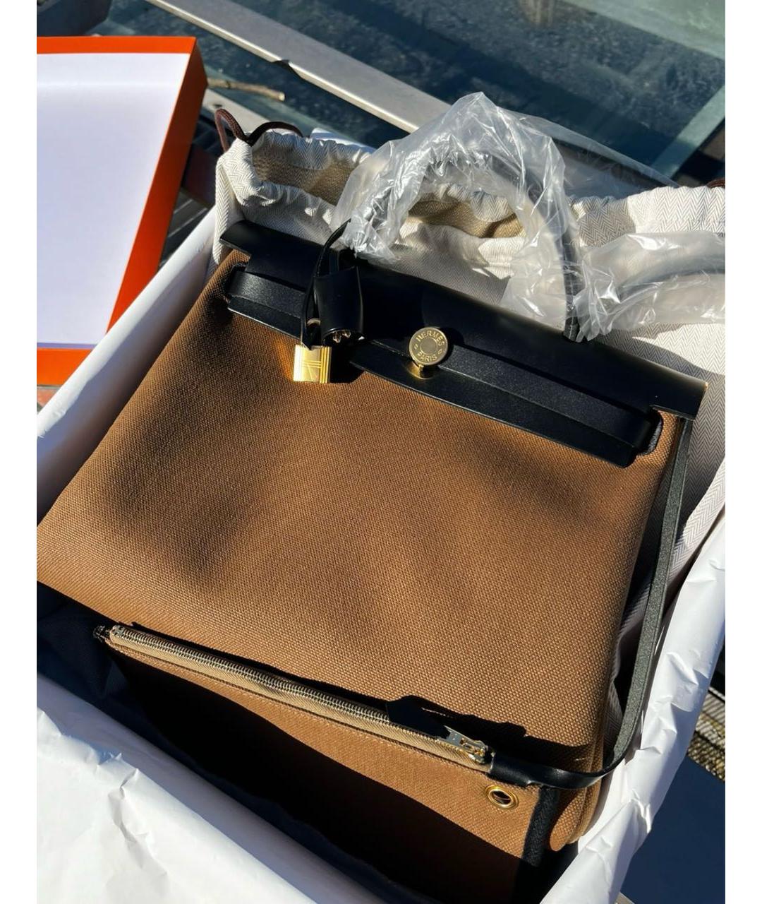 HERMES PRE-OWNED Коричневая кожаная сумка с короткими ручками, фото 9