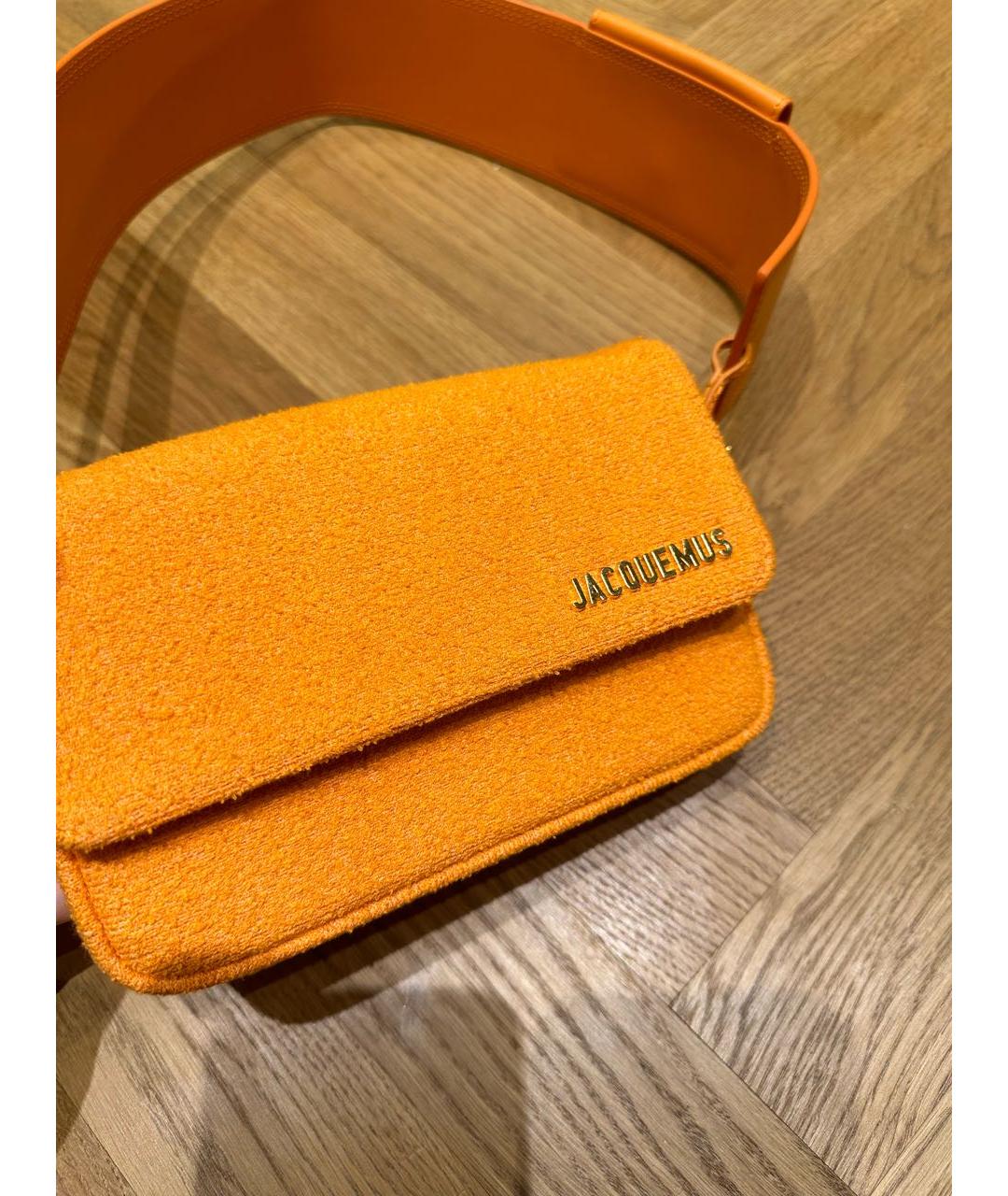 JACQUEMUS Оранжевая жаккардовая сумка с короткими ручками, фото 2