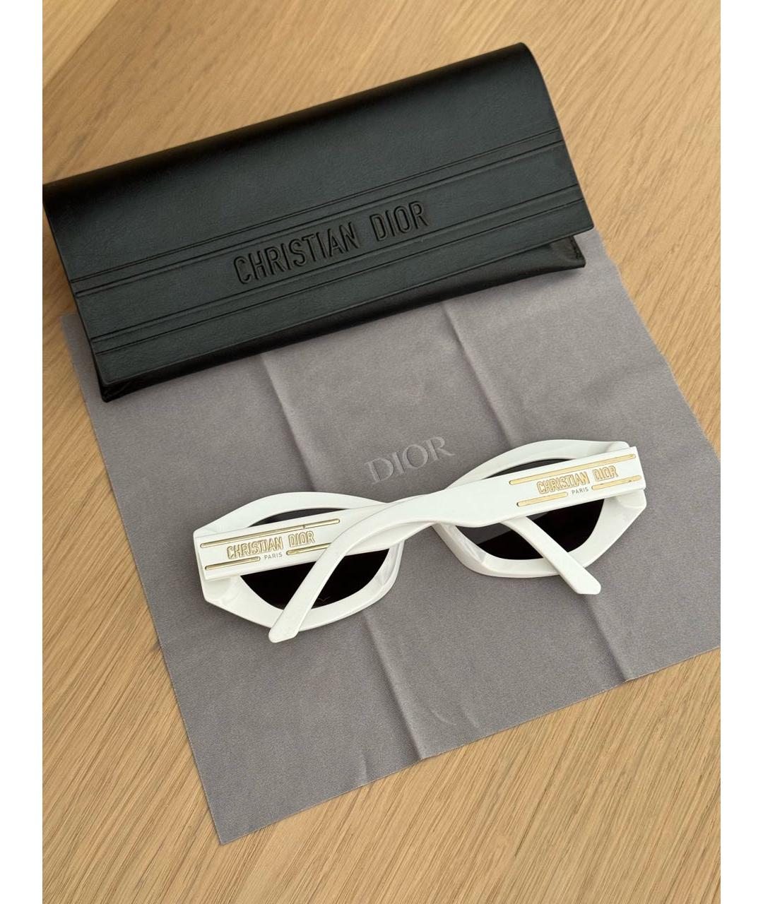 CHRISTIAN DIOR Белые пластиковые солнцезащитные очки, фото 3