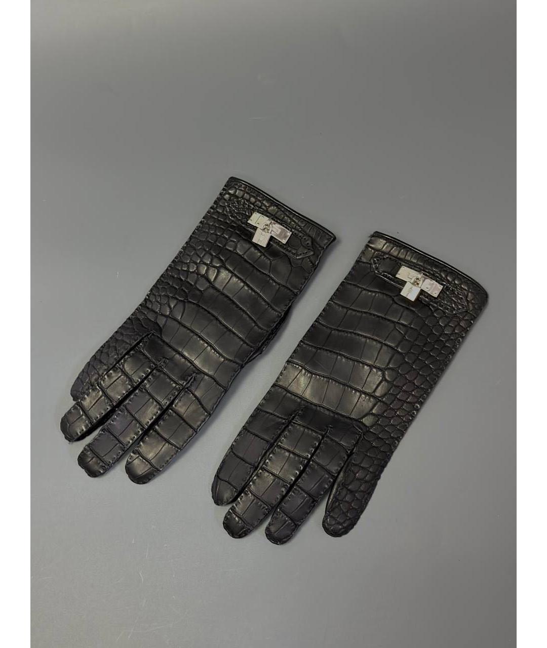 HERMES PRE-OWNED Черные кожаные перчатки, фото 7