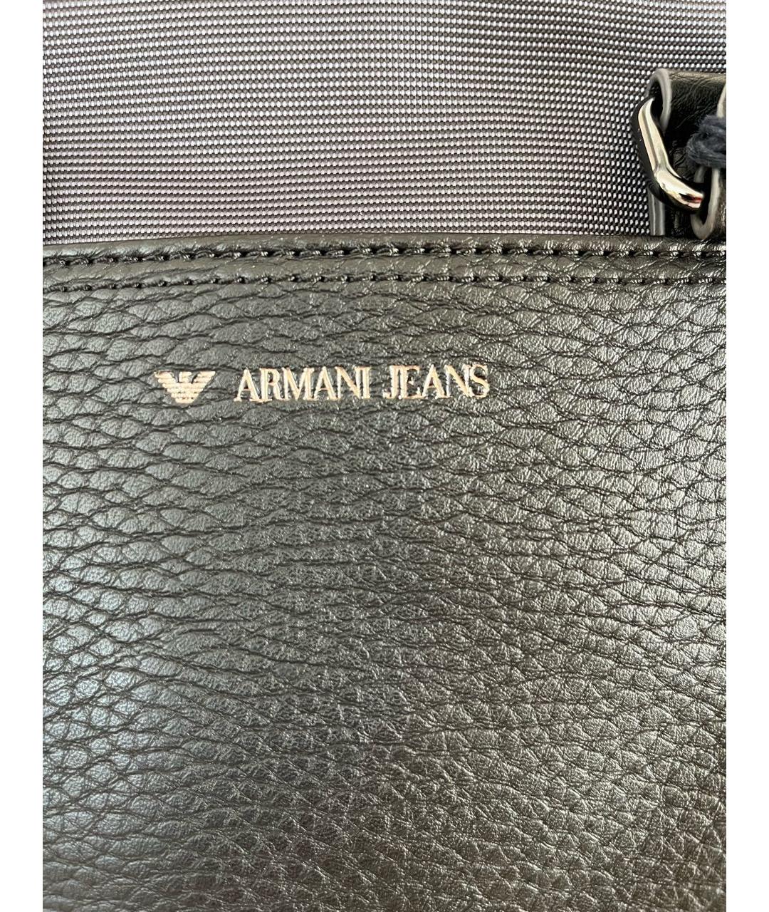 ARMANI JEANS Черный кожаный портфель, фото 5