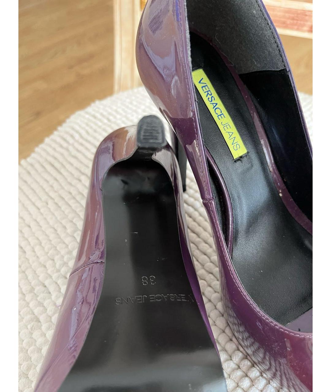 VERSACE JEANS COUTURE Фиолетовые кожаные туфли, фото 5