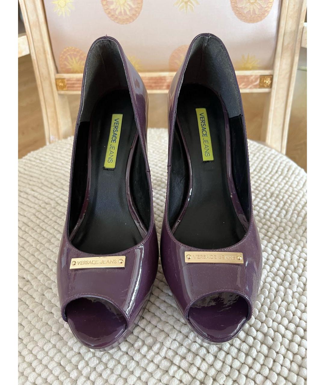 VERSACE JEANS COUTURE Фиолетовые кожаные туфли, фото 2