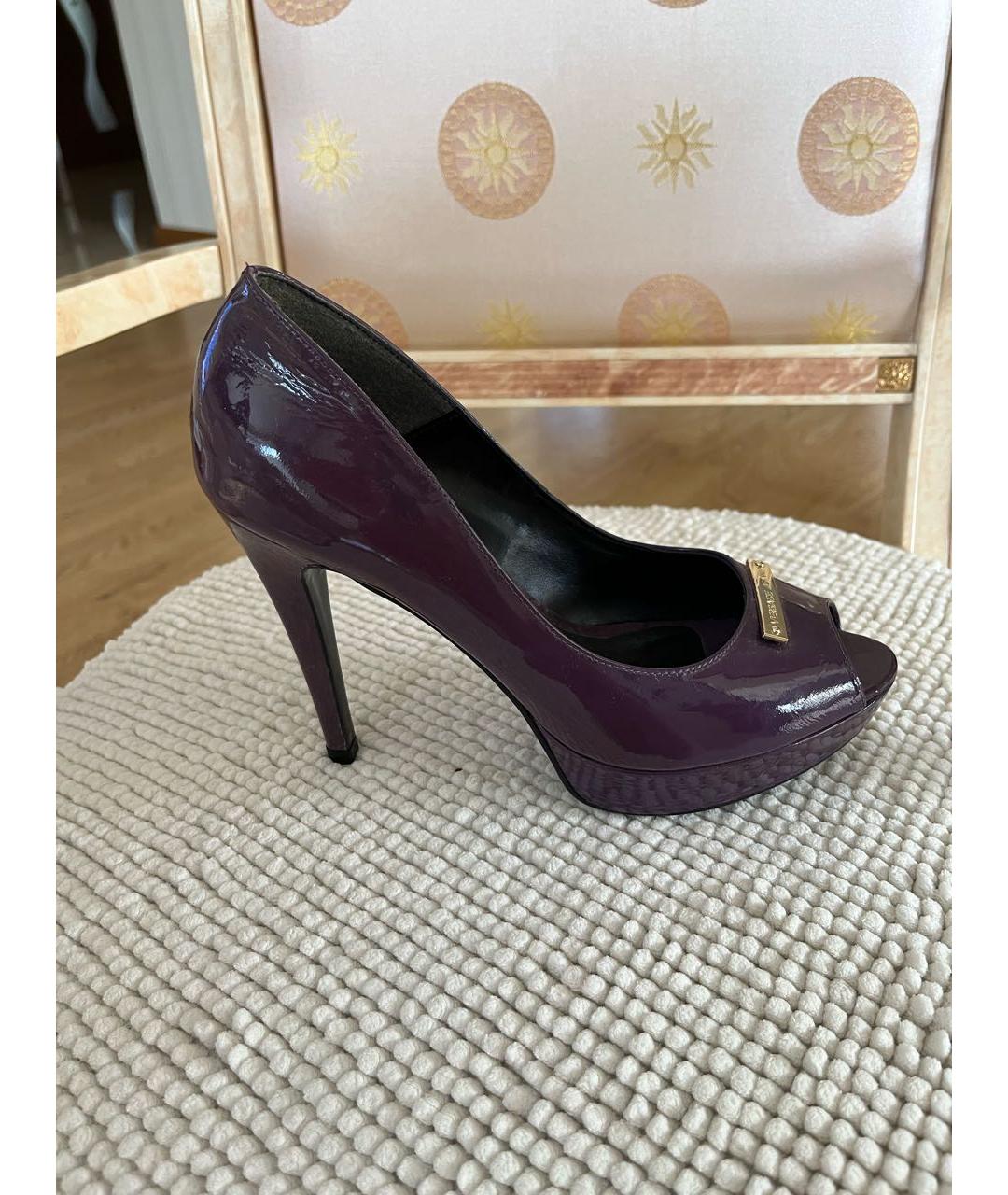 VERSACE JEANS COUTURE Фиолетовые кожаные туфли, фото 6