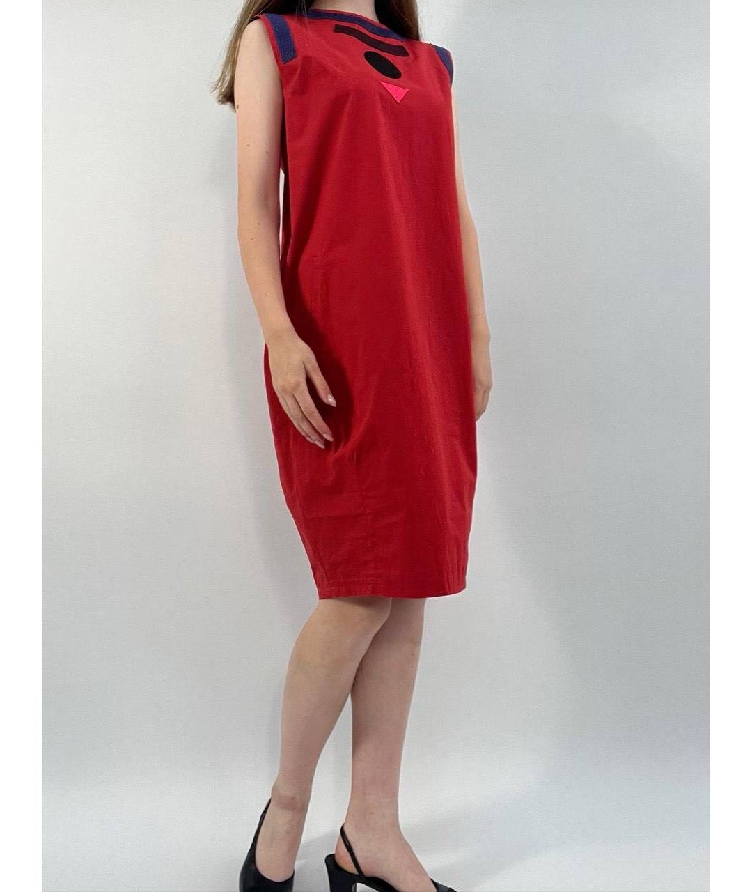 BOTTEGA VENETA Красное хлопковое повседневное платье, фото 5