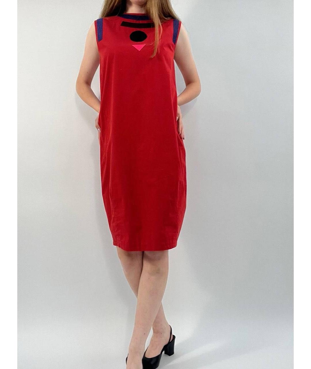 BOTTEGA VENETA Красное хлопковое повседневное платье, фото 6